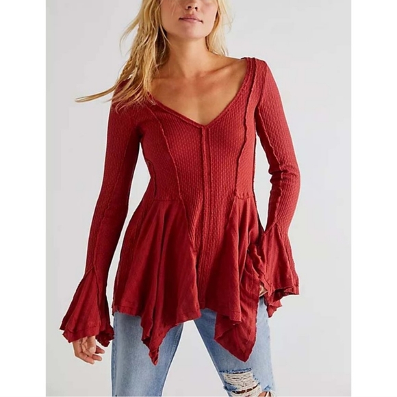 **1 XS Left!!**Free People Primrose Thermal/Faded Rust - Picture 2 of 12